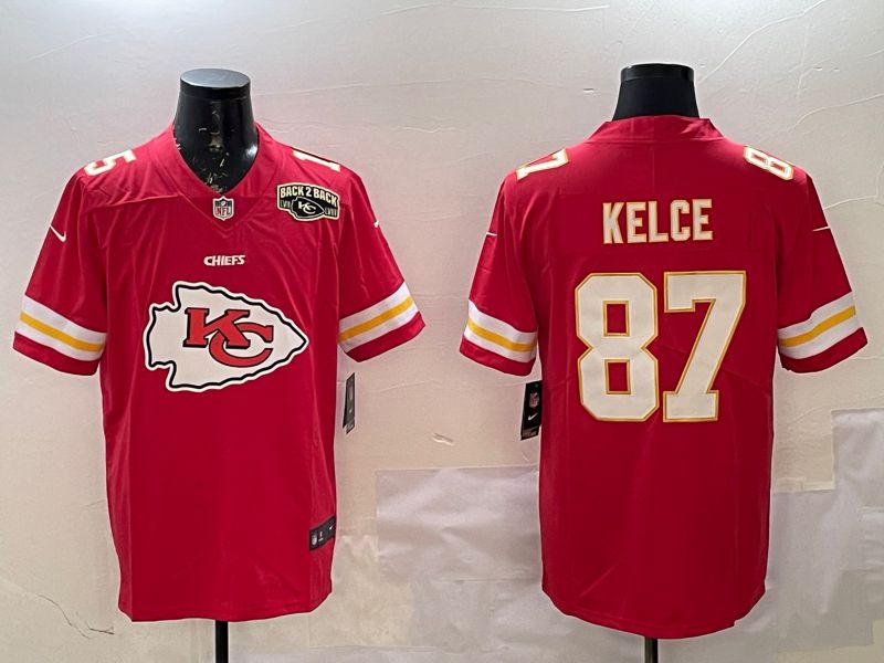 Men Kansas City Chiefs #87 Kelce Red Nike Team Logo 2025 NFL Jersey style 2